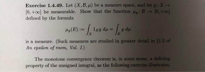 Solved Exercise 1.4.49. Let (X,B,) Be A Measure Space, And | Chegg.com