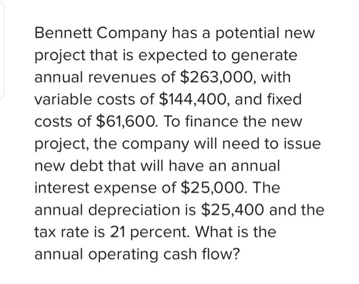 Solved Company has a potential new project that is