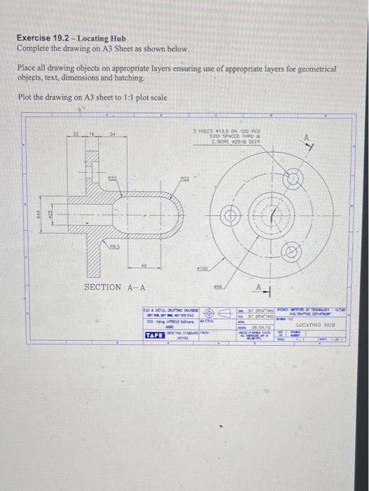 Solved Exercise 19.2 - Locating Hub Complete The Drawing On 