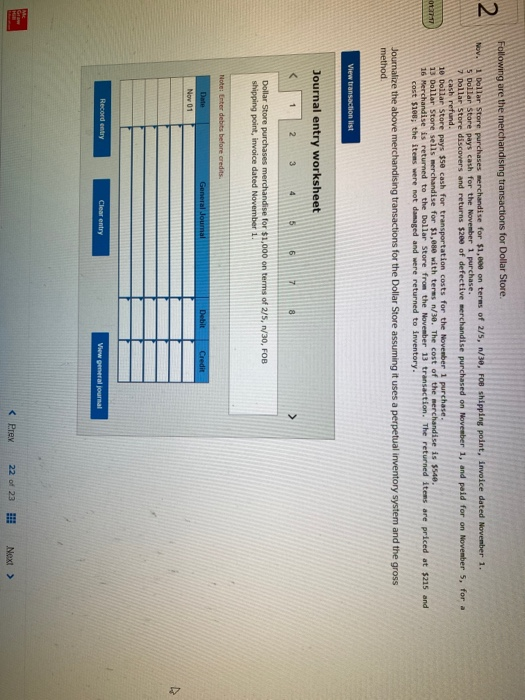 Solved Following are the merchandising transactions for