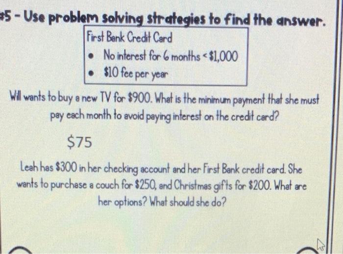 Solved #5 - Use problem solving strategies to find the | Chegg.com