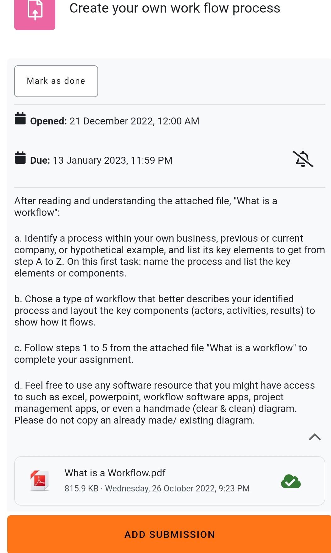 Solved Create Your Own Work Flow Process Opened: 21 December | Chegg.com