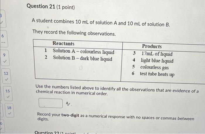 Solved A student combines 10 mL of solution A and 10 mL of | Chegg.com