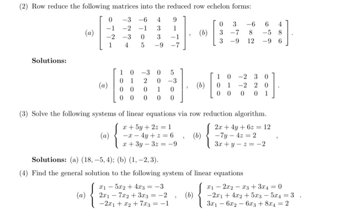 Solved 9 2 Row reduce the following matrices into the Chegg