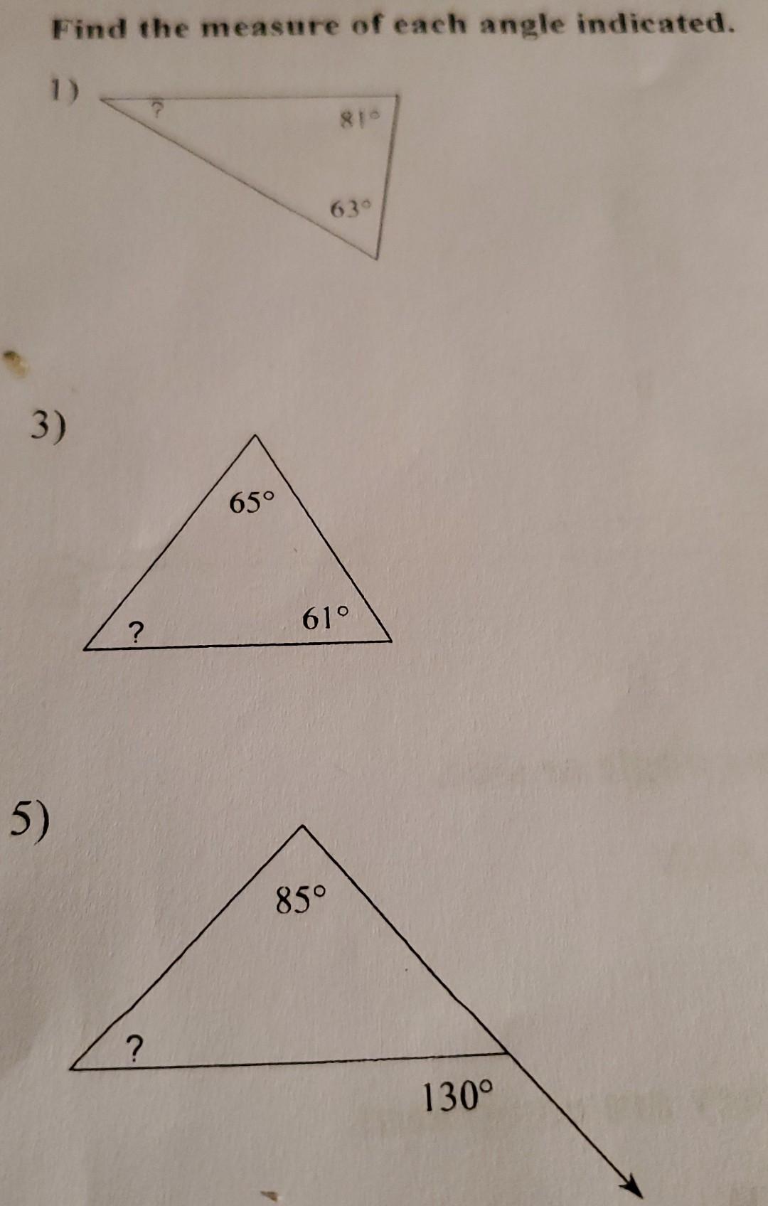 Solved 4) 6) Find The Measure Of Each Angle Indicated. | Chegg.com