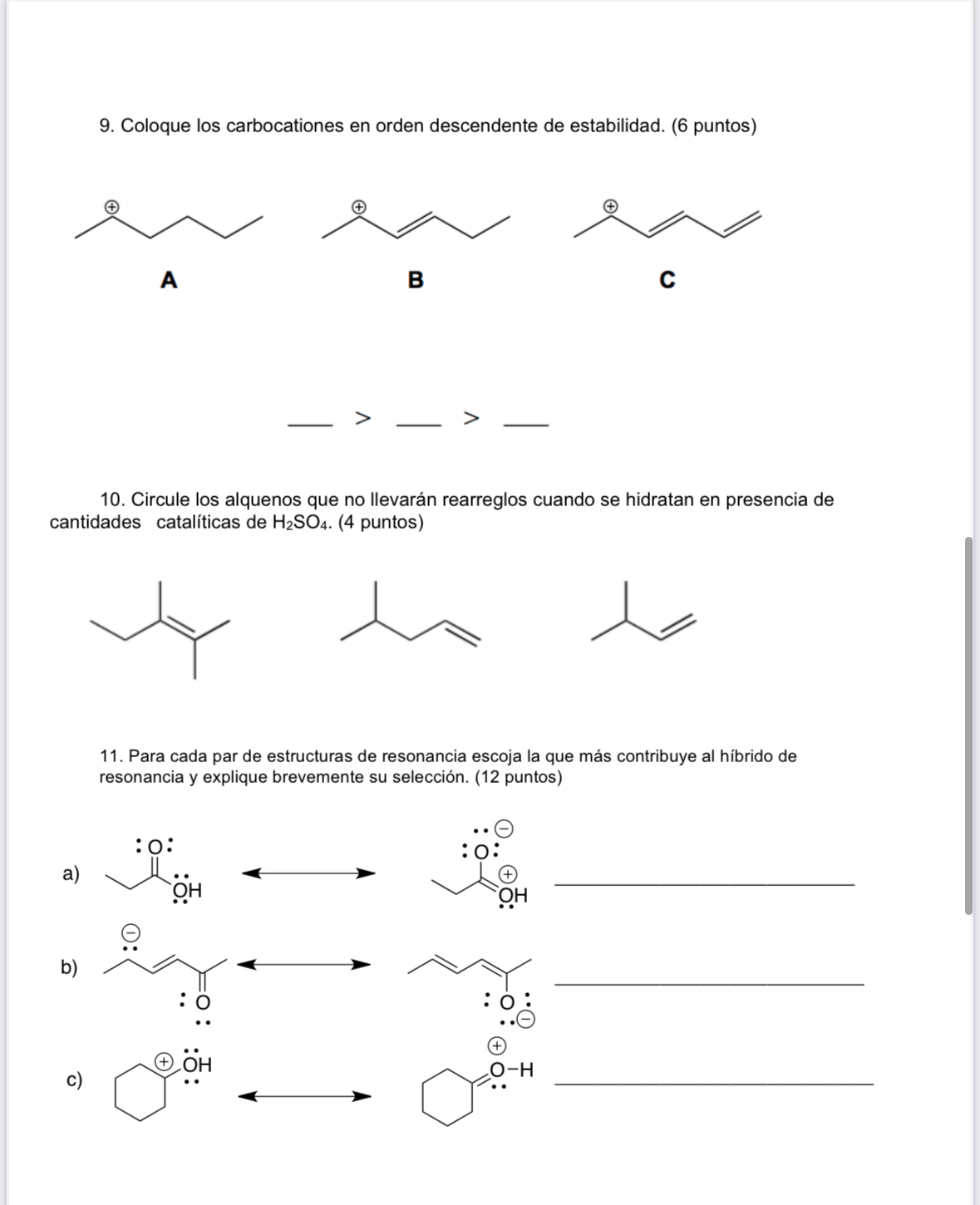 Solved Coloque los carbocationes en orden descendente de | Chegg.com