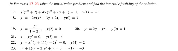 Solved In Exercises 17-23 solve the initial value problem | Chegg.com