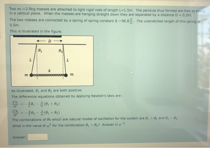 Light Rigid Rod Solved Two m=2.0kg masses are attached to light rigid rods | Chegg.com