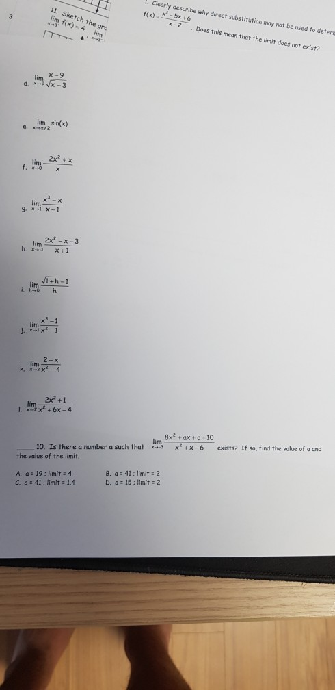 Solved HW 1.1 AP Calculus AB Introduction to Calculus Name | Chegg.com