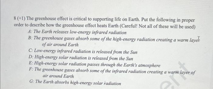 Solved The greenhouse effect is critical to supporting life | Chegg.com
