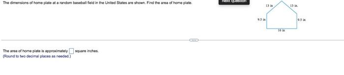 Solved The Dimensions Of Home Plate At A Random Baseball Chegg Com   Image