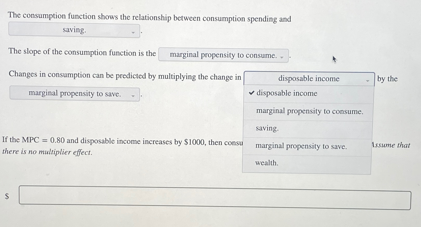 how to find the slope of the consumption function