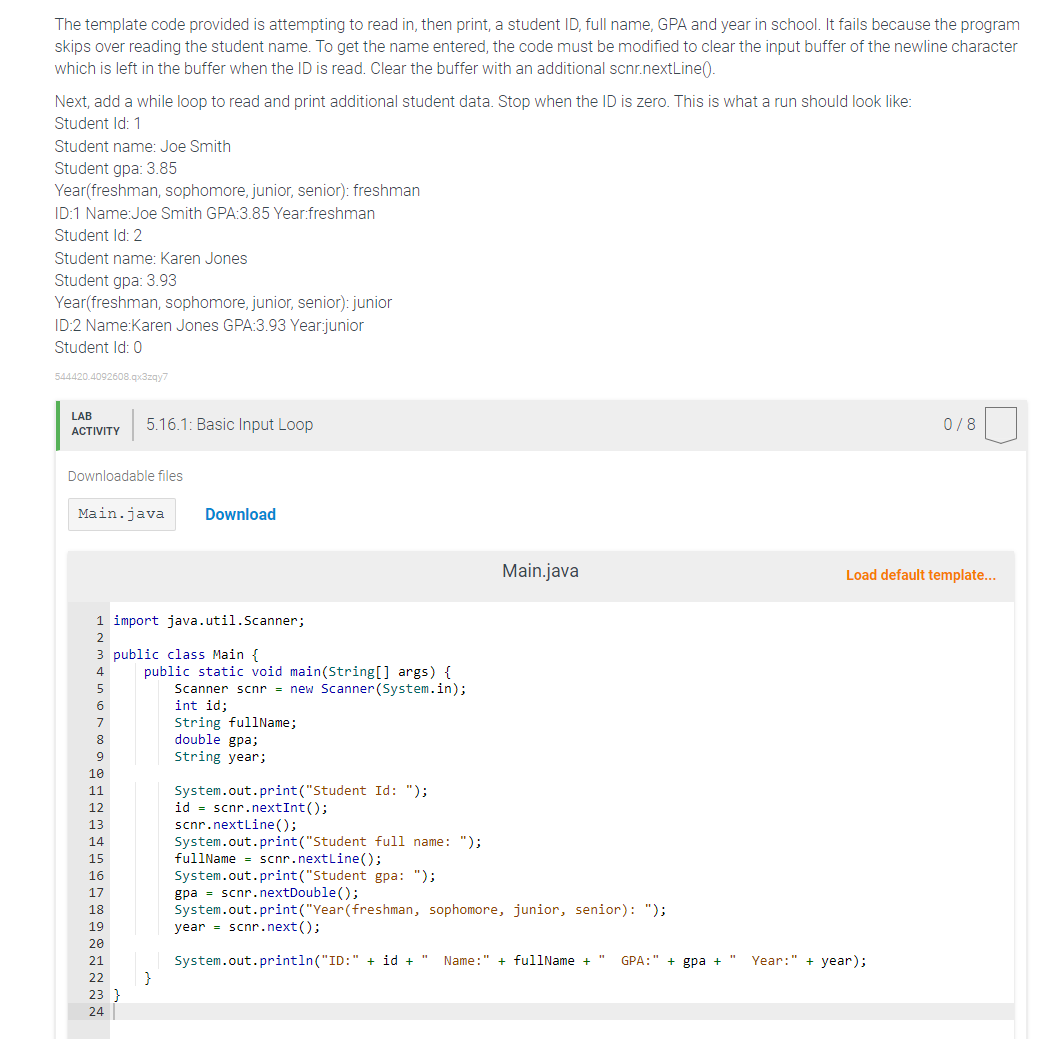 Solved Need help with this Java Problem.The template code | Chegg.com
