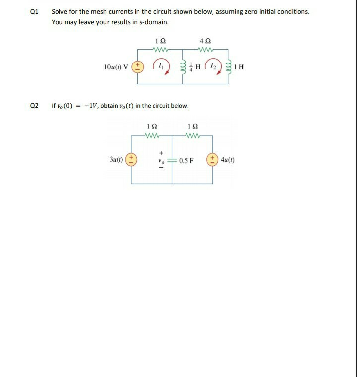 Solved 01 Solve for the mesh currents in the circuit shown | Chegg.com