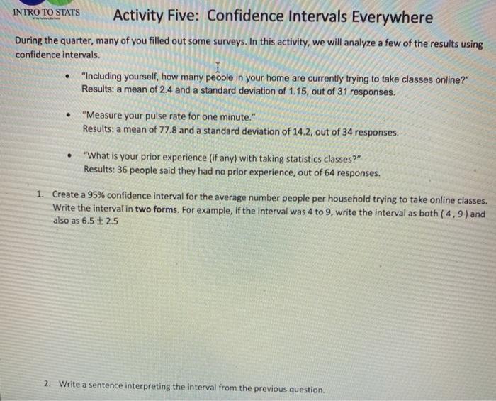 Solved 3. Create a 95% confidence interval for the average | Chegg.com