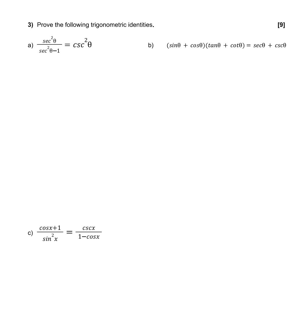 Solved Prove The Following Trigonometric | Chegg.com