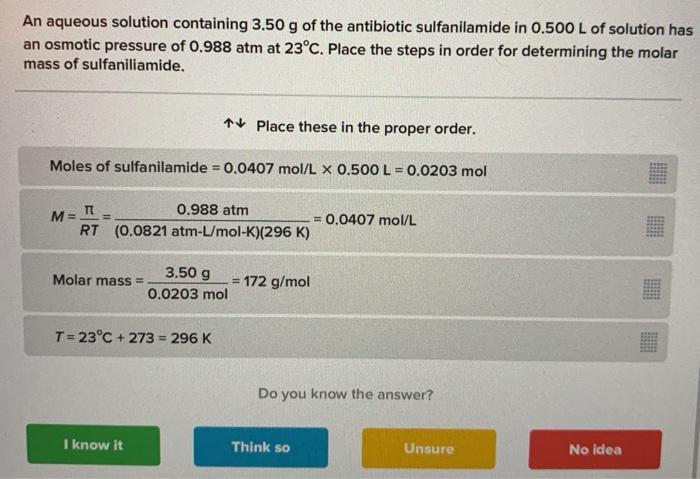 Solved An Aqueous Solution Containing 3.50 G Of The | Chegg.com