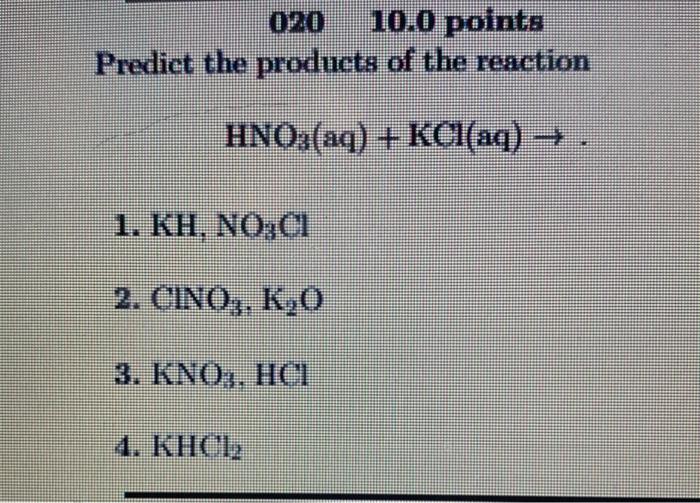 Phản Ứng Giữa KCl và HNO3