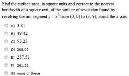 Solved Find the surface area, in square units and correct to | Chegg.com
