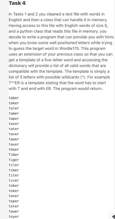 Solved Task 4 In Tasks 1 and 2 you cleaned a text file with | Chegg.com