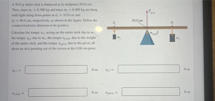Solved A 50.0-g meter stick is balanced at its midpoint | Chegg.com