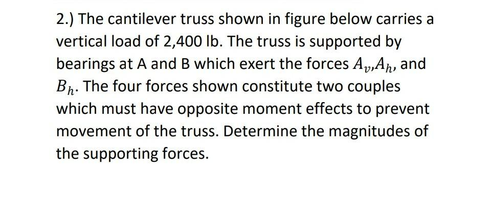 Solved 2.) The Cantilever Truss Shown In Figure Below | Chegg.com