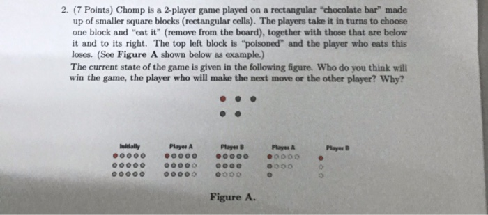 Solved 2. (7 Points) Chomp is a 2-player game played on a | Chegg.com