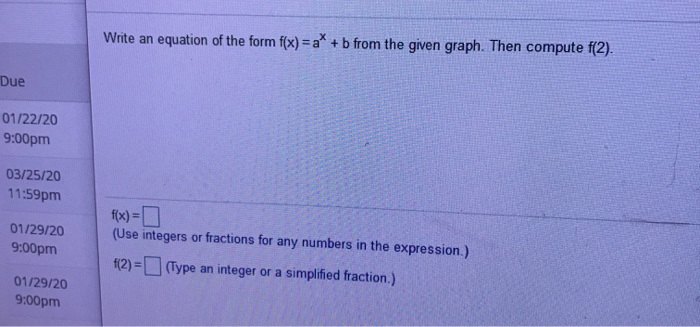Solved Write An Equation Of The Form F X A B From T