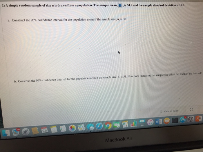 Solved 1) A simple random sample of size n is drawn from a | Chegg.com