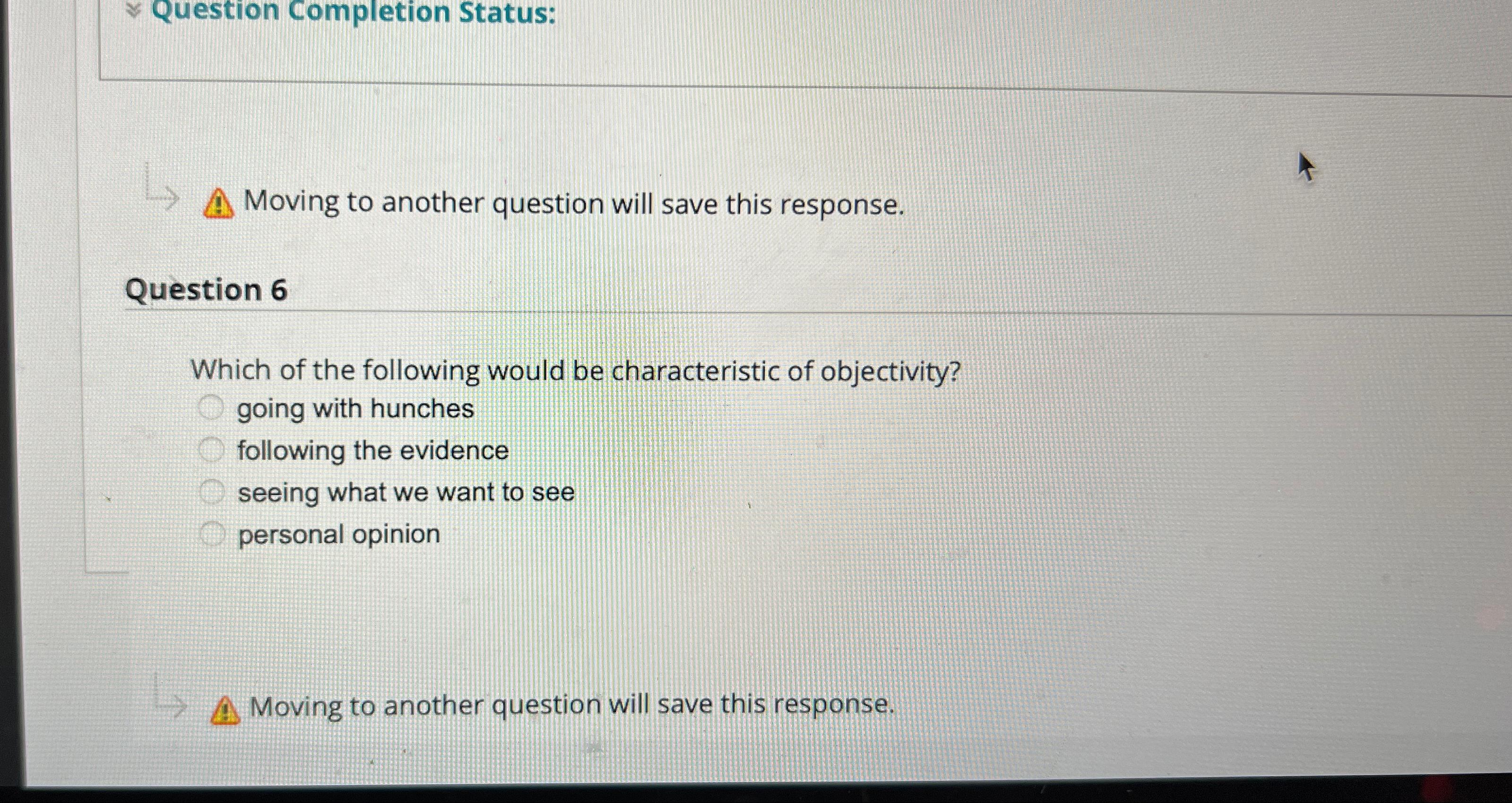Solved Question Completion Status:Moving to another question | Chegg.com