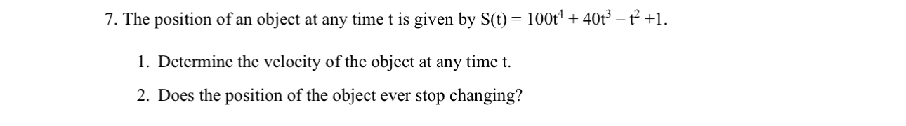 Solved The position of an object at any time t ﻿is given by | Chegg.com