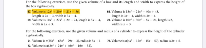 Solved For the following exercises, use the given volume of | Chegg.com