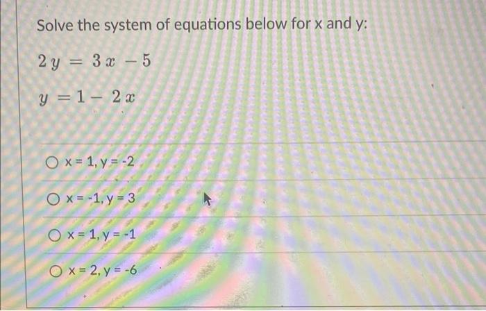 Solved Solve the system of equations below for x and y: 2 y | Chegg.com