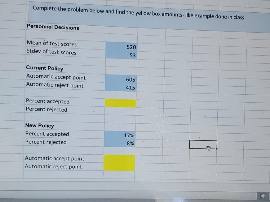 Solved Complete the problem below and find the yellow box | Chegg.com