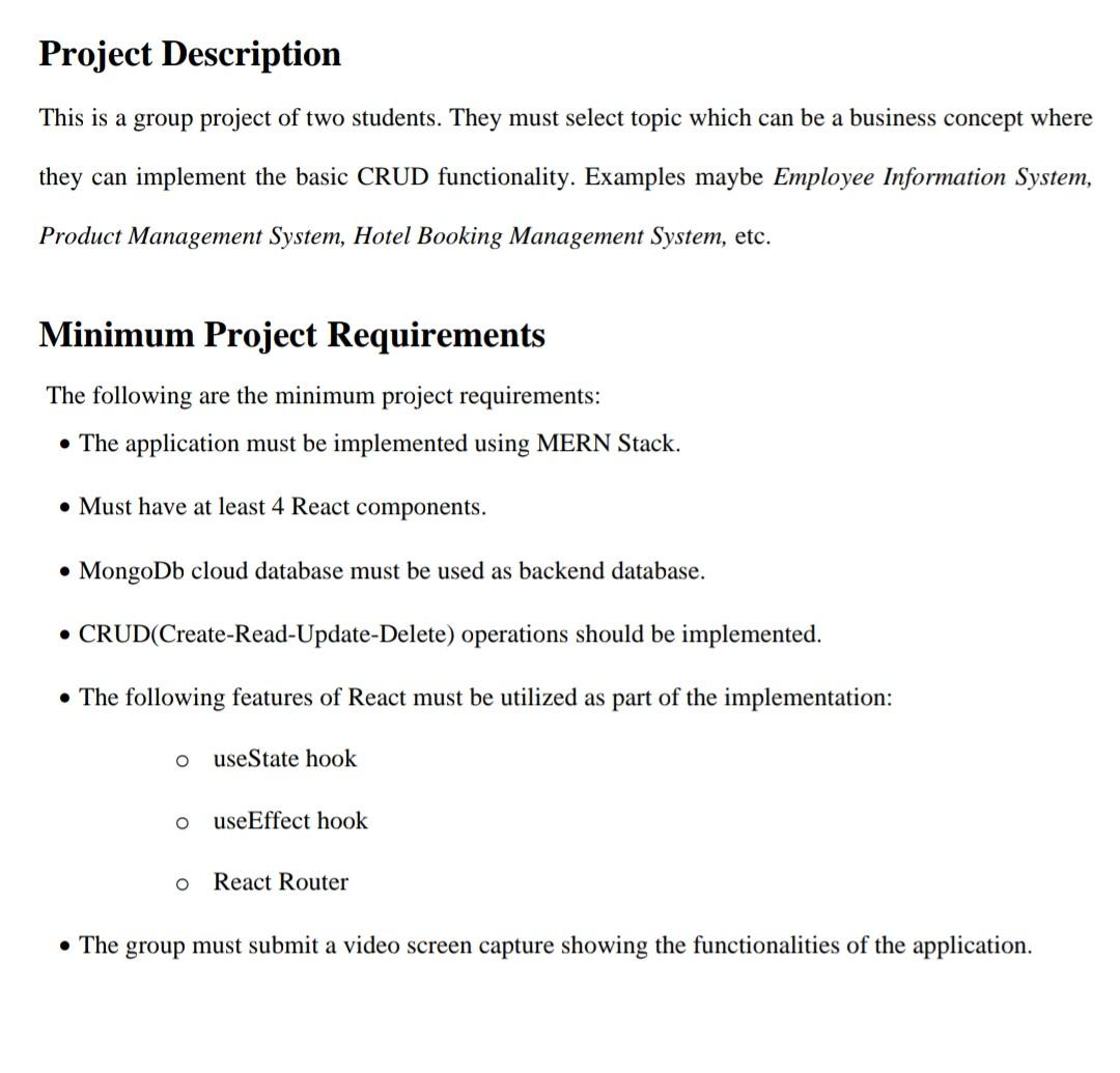 Solved Project Description This is a group project of two | Chegg.com