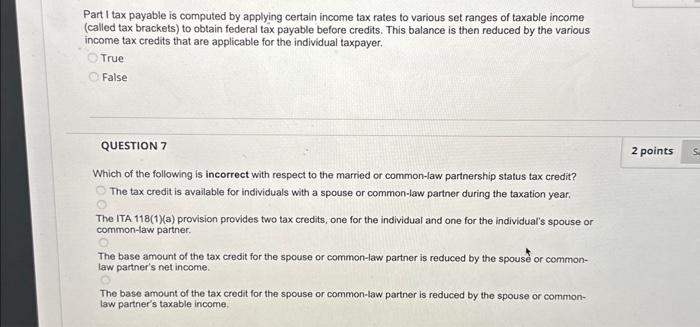 Solved Part I tax payable is computed by applying certain | Chegg.com