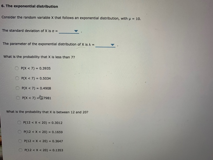 Solved 6. The exponential distribution Consider the random | Chegg.com
