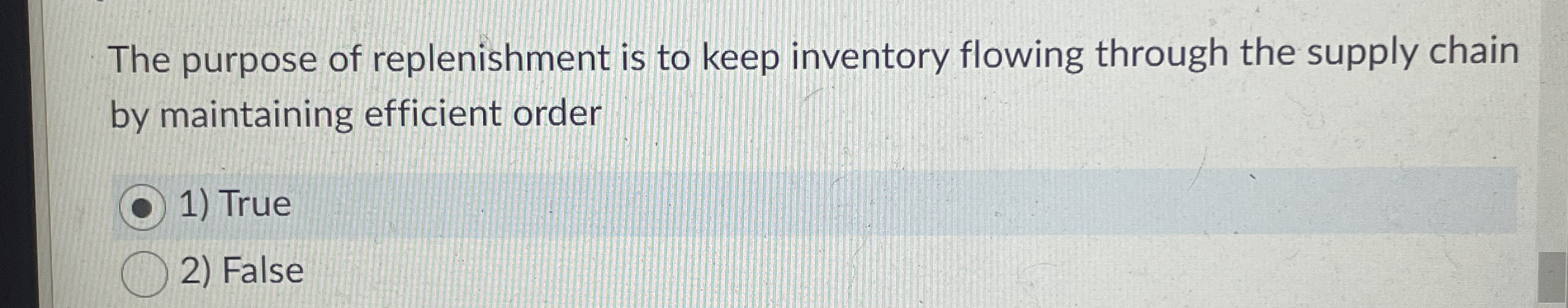 Solved The purpose of replenishment is to keep inventory | Chegg.com