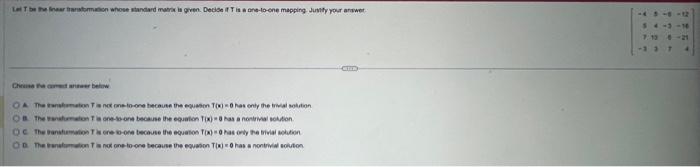 Solved Let T be the linear transformation whose standard | Chegg.com