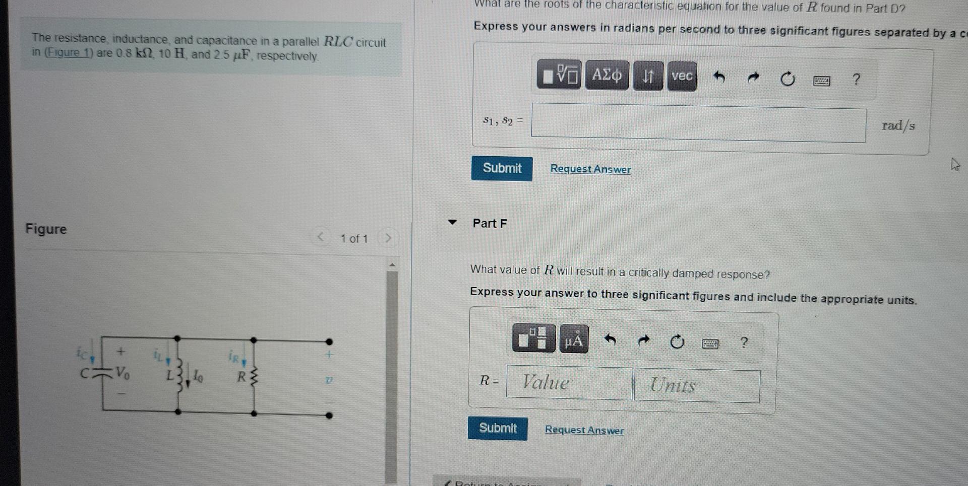 Solved Part A The resistance inductance, and capacitance in