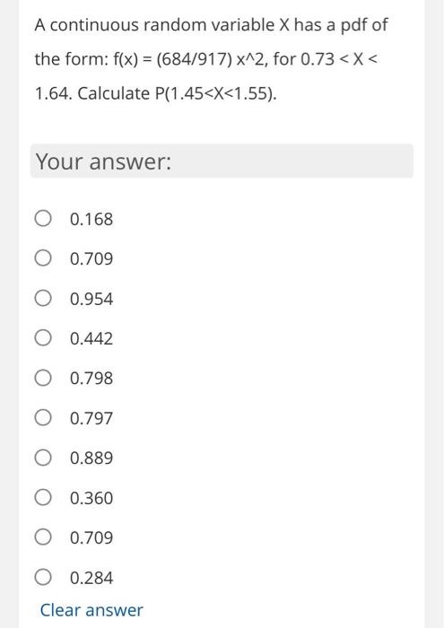 Solved A continuous random variable X has a pdf of the form: | Chegg.com