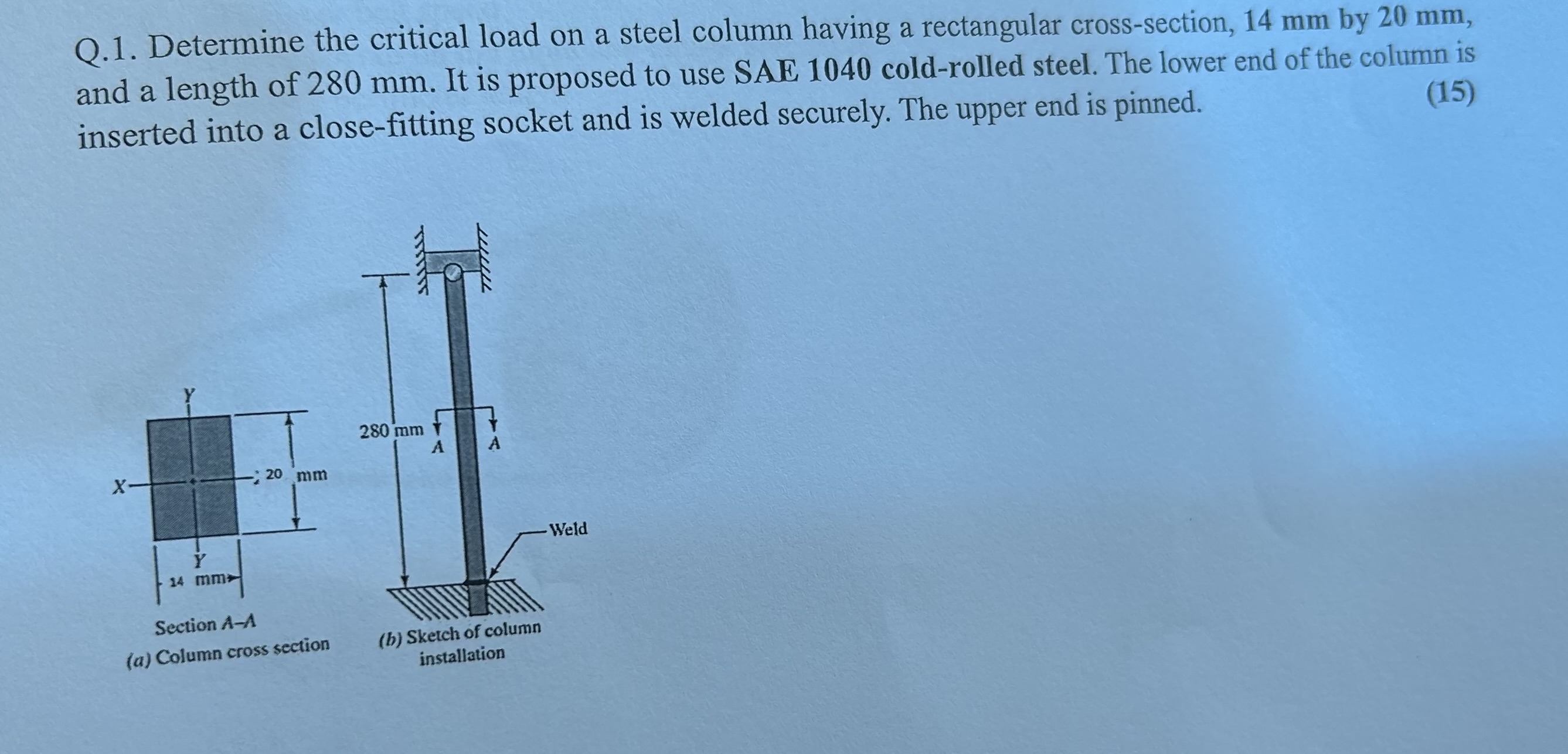 Solved Determine the critical load on a steel column having | Chegg.com