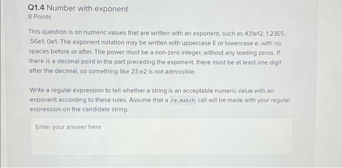 Solved Q1 Regular Expressions 34 Points For each of these | Chegg.com