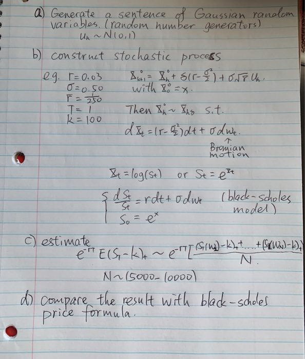 A Generate A Sentence Of Gaussian Random Variable Chegg Com