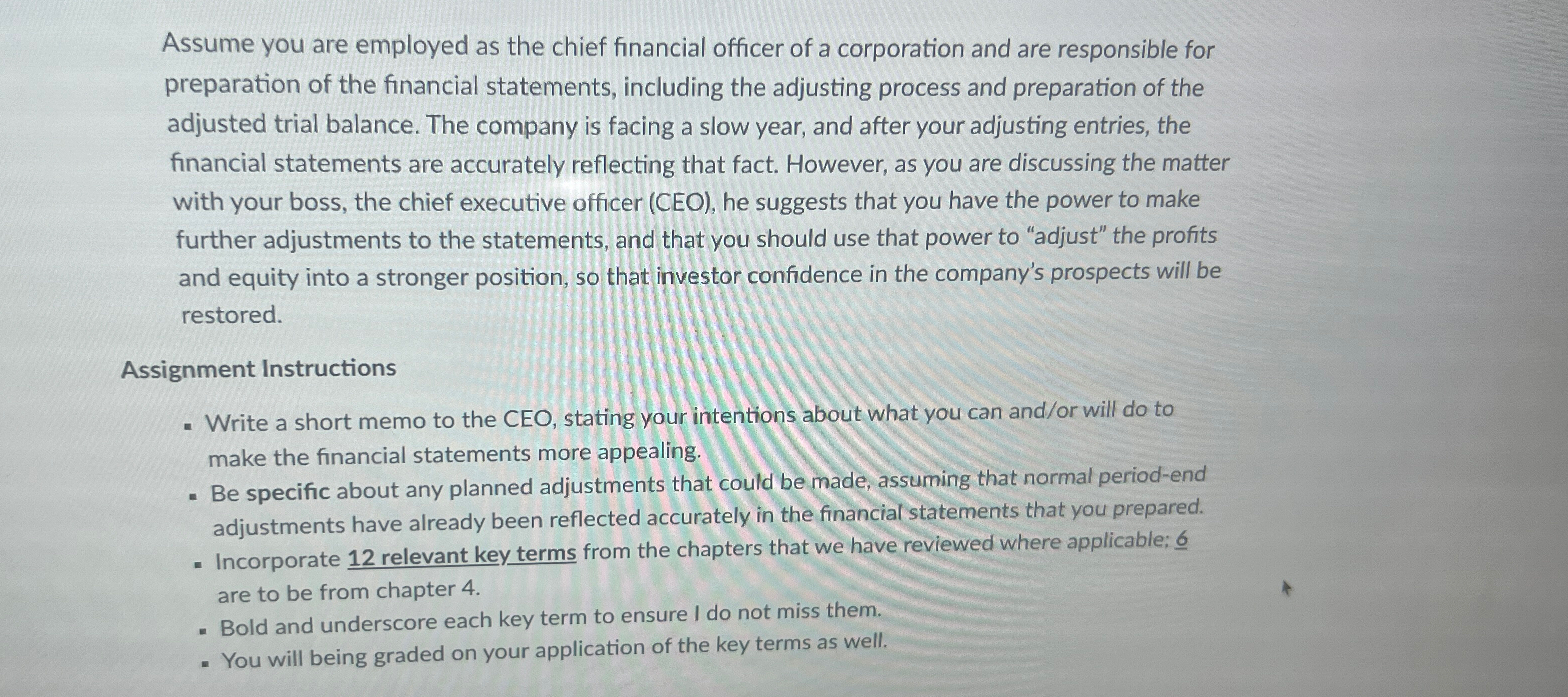 Solved Assume you are employed as the chief financial | Chegg.com