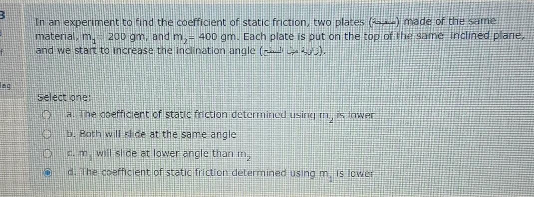 Solved 3 In an experiment to find the coefficient of static | Chegg.com