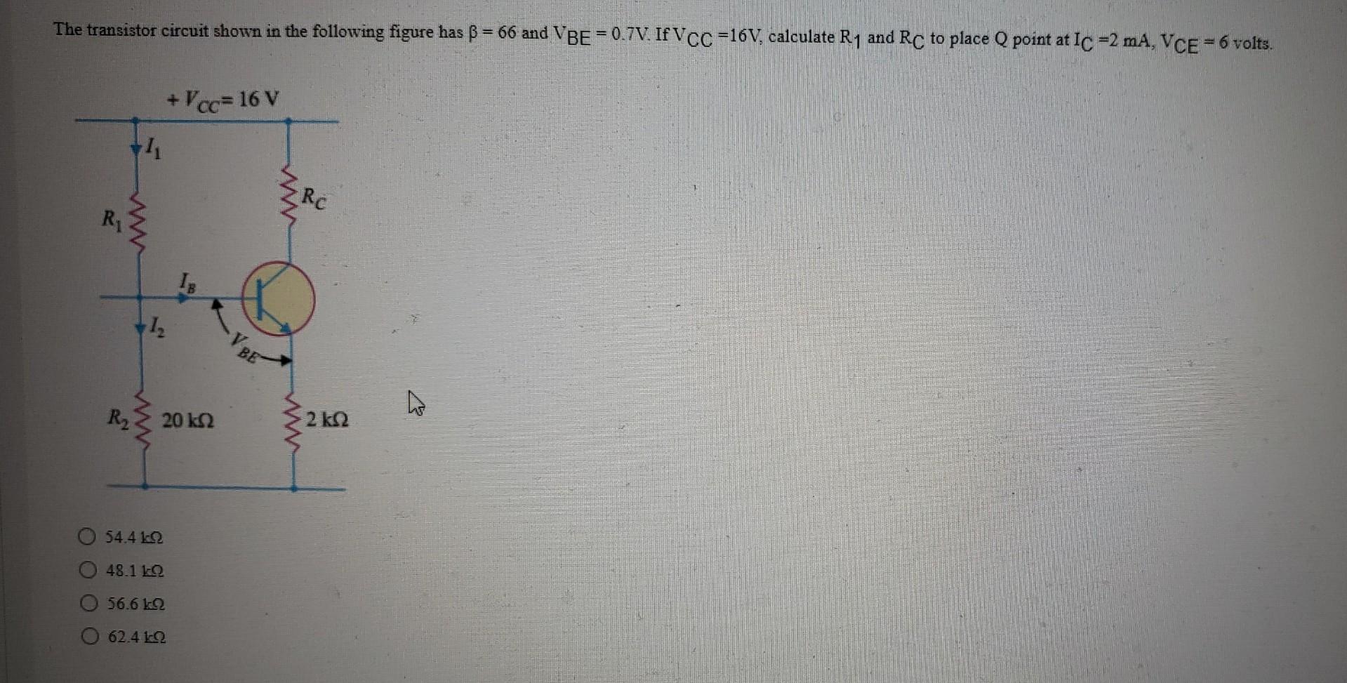 Solved The Transistor Circuit Shown In The Following Figure | Chegg.com