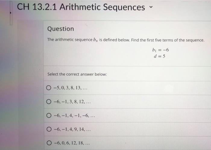 Solved The Arithmetic Sequence Bn Is Defined Below. Find The | Chegg.com