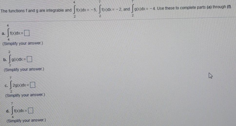 Solved The Functions Fand G Are Integrable And 16x Dx 5