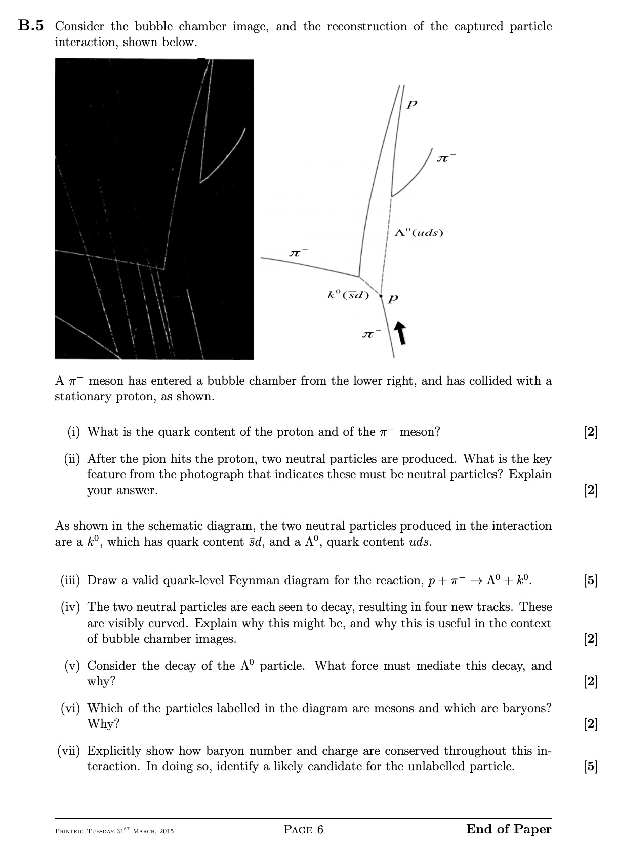 Solved B. 5 ﻿Consider the bubble chamber image, and the | Chegg.com